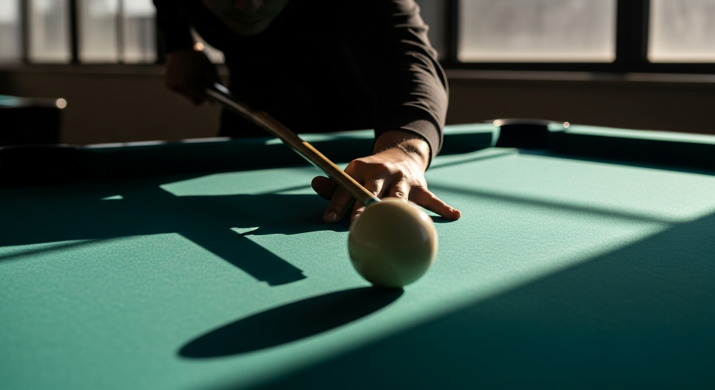 Joueur de billard préparant son coup sur table professionnelle